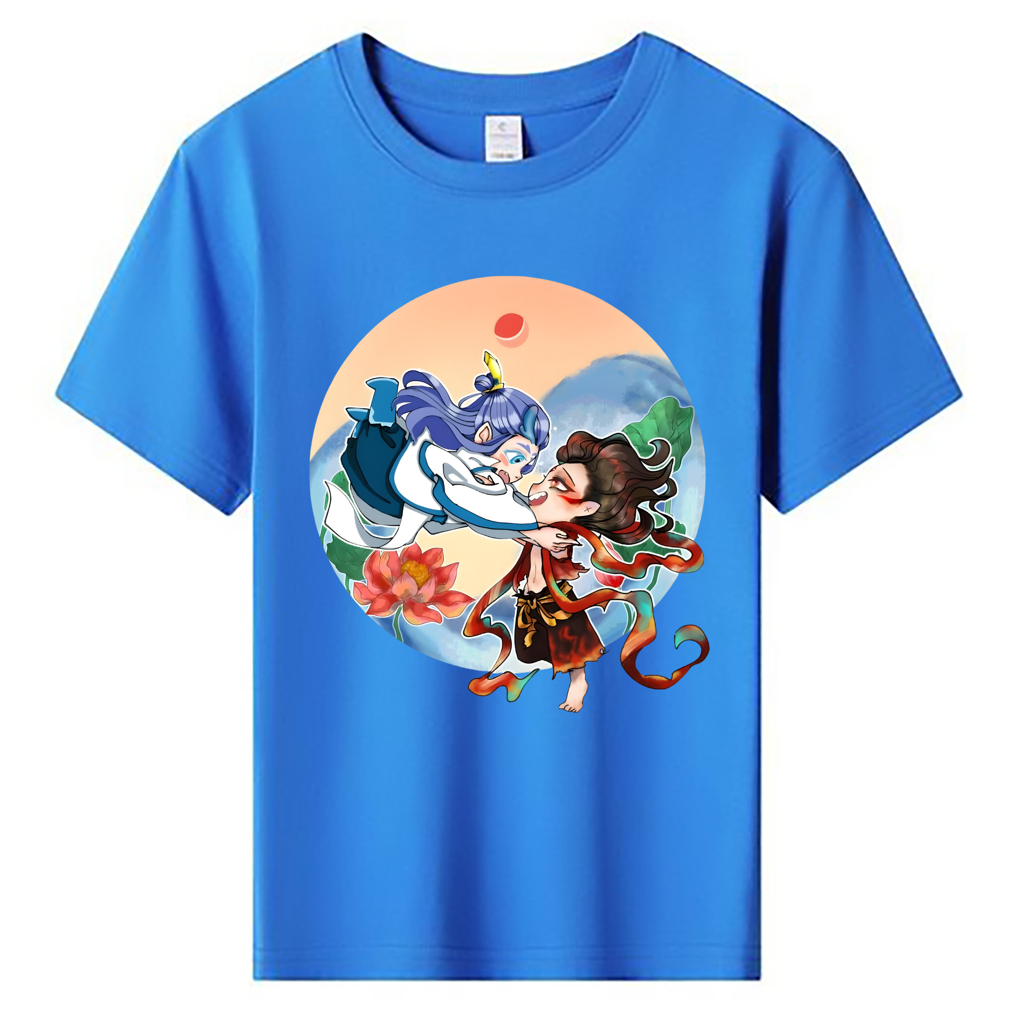 （画像用） Ne Zha 2 ナタ 魔童の大暴れ 綿100％キッズTシャツ（フロントプリント）